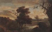 unknow artist A Wooded landscape with figures bathing and resting on the bank of a river china oil painting artist